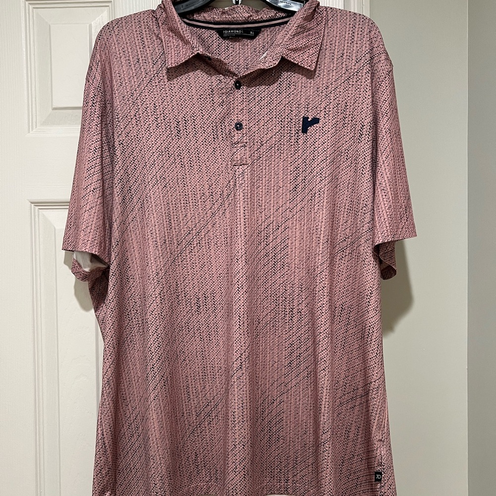 7 Diamonds Pink Textured Polo Shirt